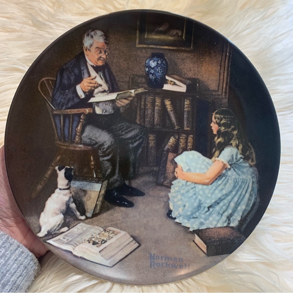 Grandfather granddaughter the storyteller norman rockwell plate